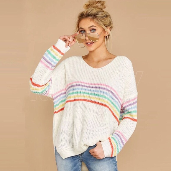 Rainbow Cream Stripe Sweater 